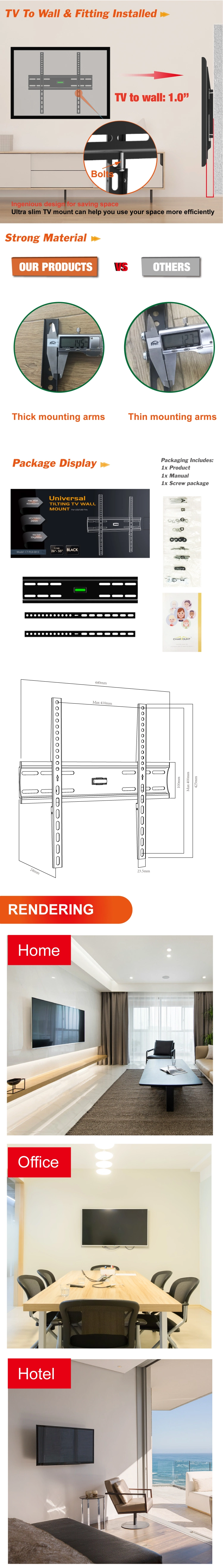 Universal LCD TV Wall Mount Fixed TV Mount Max Vesa 400*400mm Slim TV Bracket