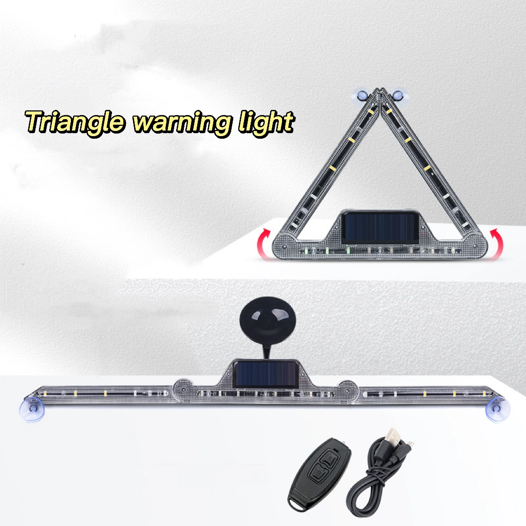 Road Safety 18PCS Bright LED Emergency Signal Lighting with Folding Design Remote Control Solar Rechargeable Beacon Strobe Lamp Triangle Warning Light