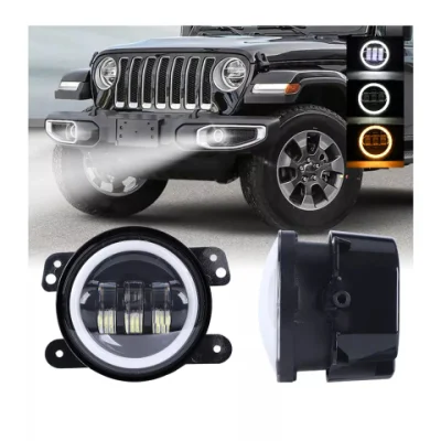 4-Zoll-LED-Nebelscheinwerfer-Baugruppe mit Halo-Ring DRL-Nebelscheinwerfer-Blinker, kompatibel mit 07–17 Wrangler/14–18 Cherokee/11–14 Charger/10–19 Journey