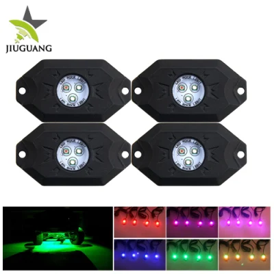 APP-Steuerung 4 8 12 16 Pods Mehrfarbiges RGB-Blitzlicht 12 V 6000 K LED-Felsen-Nebelscheinwerfer hinten